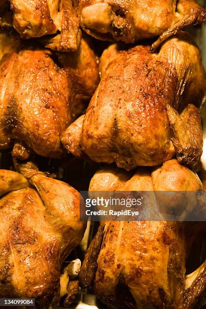 roast chickens - rotisserie stock pictures, royalty-free photos & images