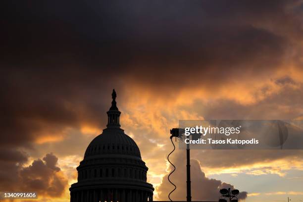 The U.S. Capitol is seen at sunset on September 17, 2021 in Washington, DC. Security in Washington, DC has been increased in preparation for the...