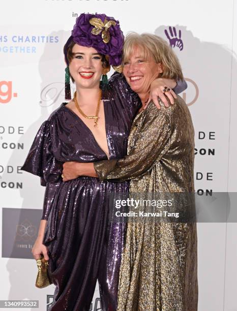 Gaia Wise and Emma Thompson attend The Icon Ball 2021 during London Fashion Week September 2021 at The Landmark Hotel on September 17, 2021 in...