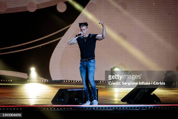 Massimo Pericolo performs during "Aperol With Heroes" Event at Arena Di Verona on September 17, 2021 in Verona, Italy.