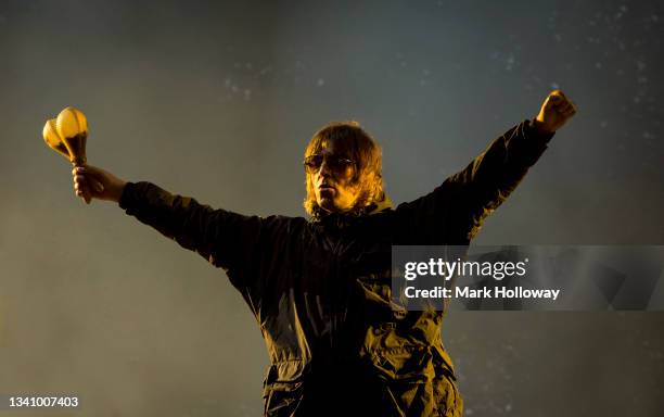 Liam Gallagher performs on stage at Isle Of Wight Festival 2021 at Seaclose Park on September 17, 2021 in Newport, Isle of Wight.