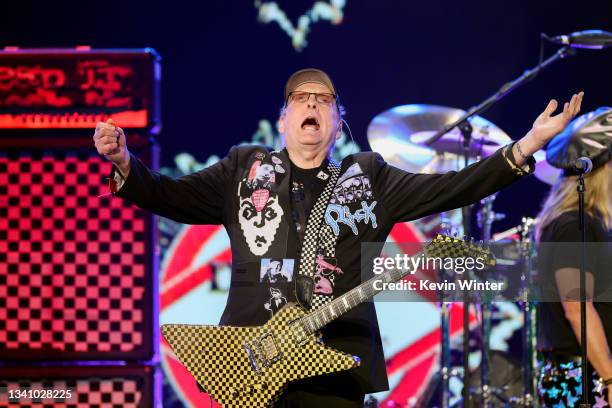 Rick Nielsen of Cheap Trick performs onstage during the 2021 iHeartRadio Music Festival on September 17, 2021 at T-Mobile Arena in Las Vegas, Nevada....