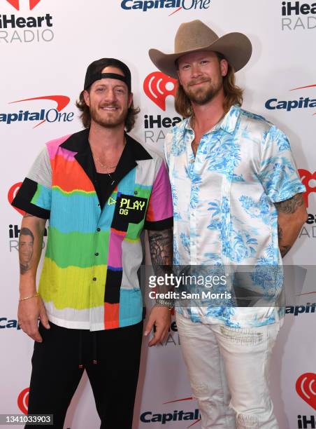 Tyler Hubbard and Brian Kelley of Florida Georgia Line attend the 2021 iHeartRadio Music Festival on September 17, 2021 at T-Mobile Arena in Las...