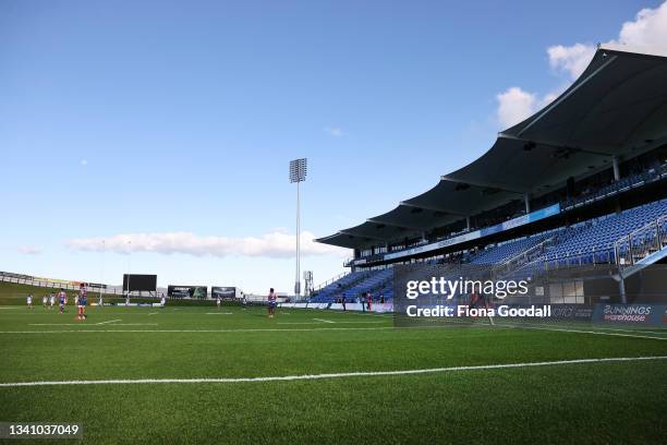 General view of the mostly empty stadium during the round five Bunnings NPC match between Northland and Tasman at Semenoff Stadium, on September 18...