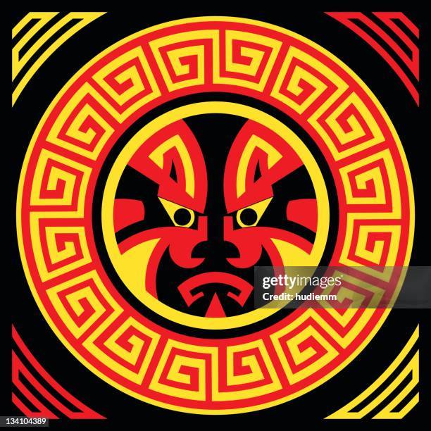 ancient tribal mask (vector) - mayan stock illustrations