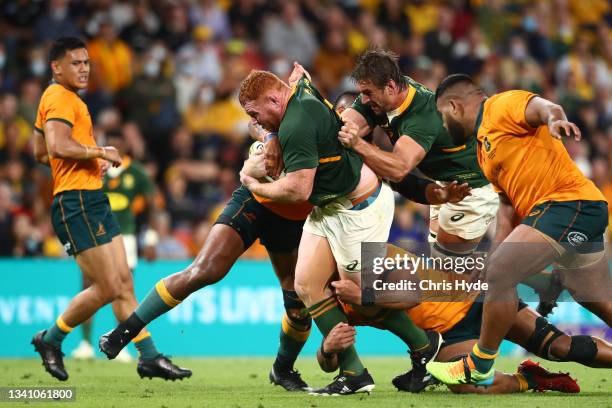 Steven Kitshoff of South Africa charges forward during The Rugby Championship match between the Australian Wallabies and the South Africa Springboks...