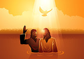 Jesus baptised by John the Baptist