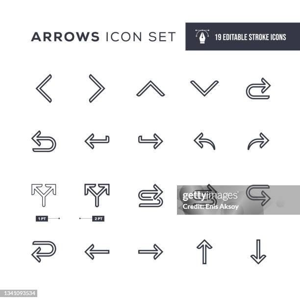 arrows editable stroke line icons - direction icon stock illustrations