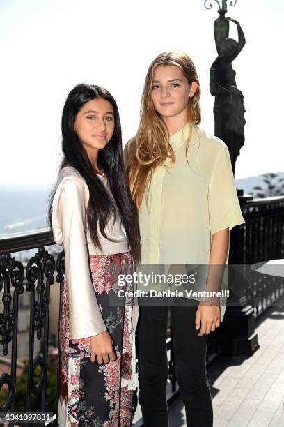 Ludovica Nasti and Elisa del Genio attend the Nastri d'Argento Grandi Serie Internazionali press conference on September 18, 2021 in Naples, Italy.