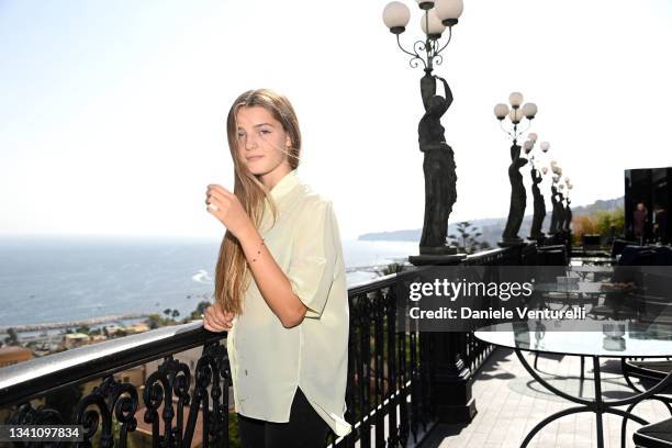 Elisa del Genio attends the Nastri d'Argento Grandi Serie Internazionali press conference on September 18, 2021 in Naples, Italy.