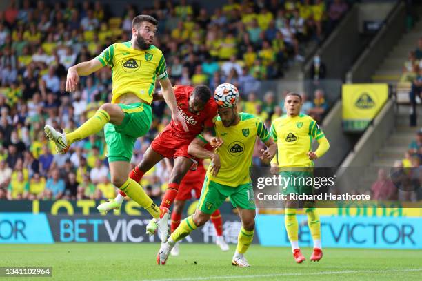Emmanuel Dennis of Watford FC scores their team's first goal during the Premier League match between Norwich City and Watford at Carrow Road on...