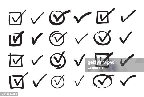 kontrollkästchen aktivieren - häkchen schriftsymbol stock-grafiken, -clipart, -cartoons und -symbole