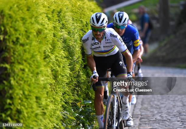 Julian Alaphilippe of France and Team Deceuninck - Quick-Step leads The Breakaway during the 11th Primus Classic 2021 a 197,7km race from Brakel to...