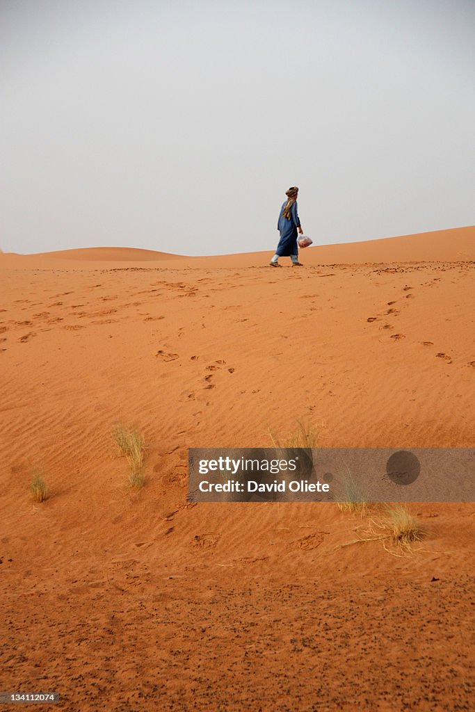 Man walking in desert
