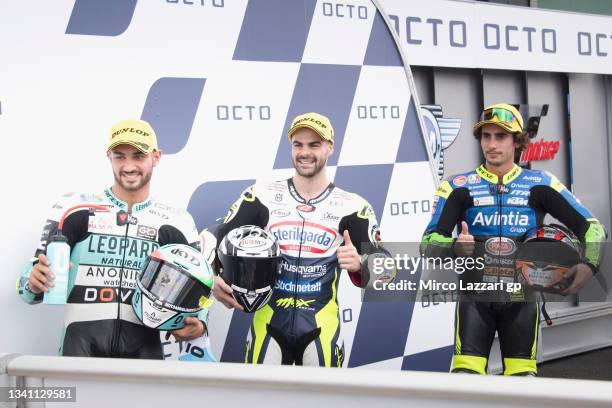 Denis Foggia of Italy and Leopard Racing, Romano Fenati of Italy and Sterilgarda Max Racing Team and Niccolo Antonelli of Italy and Reale Avintia...