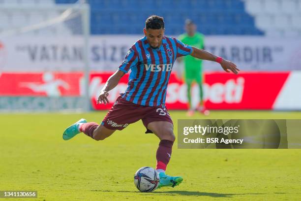 Bruno Peres of Trabzonspor during the Super Lig match between Kasimpasa SK and Trabzonspor at Recep Tayyip Erdogan Stadium on September 18, 2021 in...