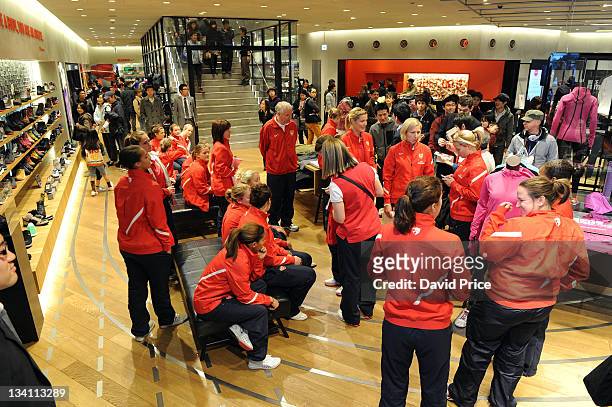 Arsenal Ladies FC during a visit to the Nike Store on November 26, 2011 in Tokyo, Japan.