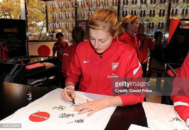 Ellen White of Arsenal Ladies FC during a visit to the Nike Store on November 26, 2011 in Tokyo, Japan.
