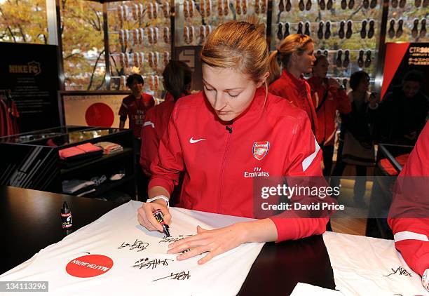 Ellen White of Arsenal Ladies FC during a visit to the Nike Store on November 26, 2011 in Tokyo, Japan.