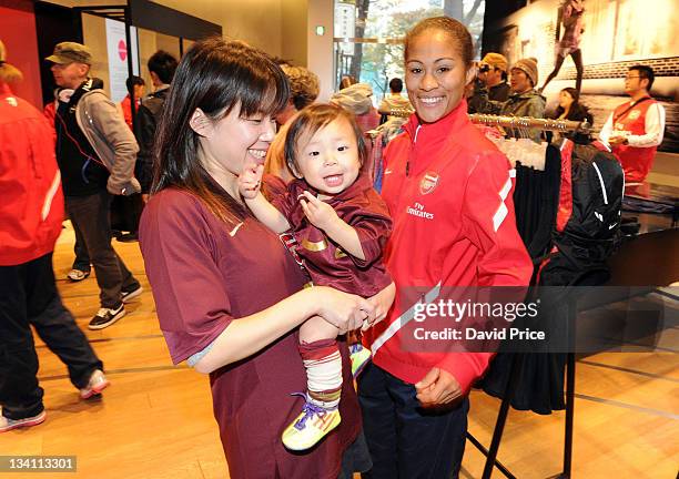 Rachel Yankey of Arsenal Ladies FC during a visit to the Nike Store on November 26, 2011 in Tokyo, Japan.