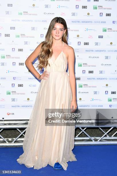 Elisa del Genio attends the Nastri d'Argento Grandi Serie Internazionali photocall on September 18, 2021 in Naples, Italy.