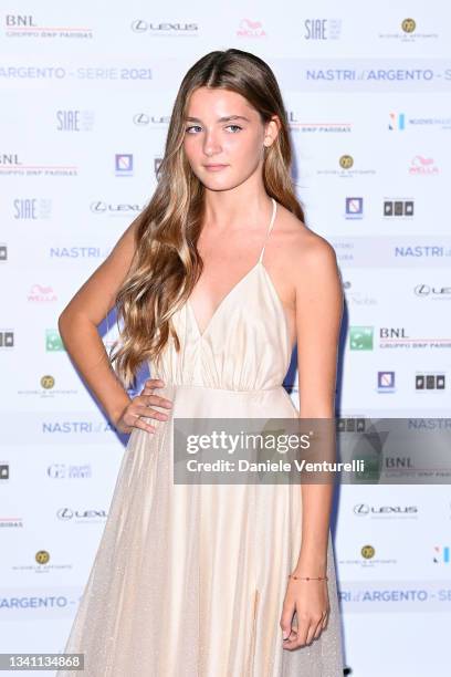 Elisa del Genio attends the Nastri d'Argento Grandi Serie Internazionali photocall on September 18, 2021 in Naples, Italy.