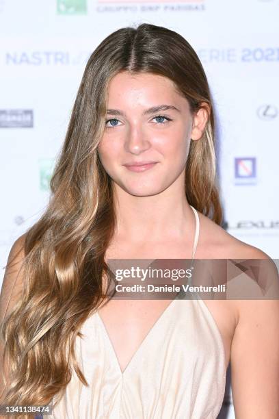 Elisa del Genio attends the Nastri d'Argento Grandi Serie Internazionali photocall on September 18, 2021 in Naples, Italy.