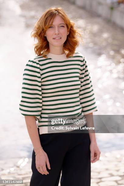 Erika Sainte attends the photocall for "J'ai tue mon mari" during day five of Fiction Festival on September 18, 2021 in La Rochelle, France.