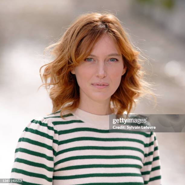 Erika Sainte attends the photocall for "J'ai tue mon mari" during day five of Fiction Festival on September 18, 2021 in La Rochelle, France.