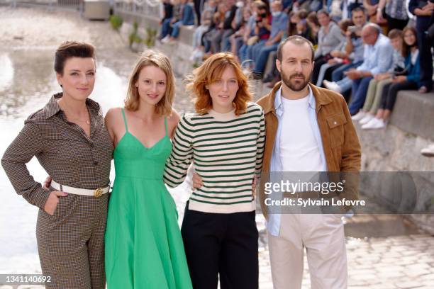 Aude Gogny-Goubert , Tiphaine Daviot, Erika Sainte, Antoine Gouy attend the photocall for "J'ai tue mon mari" during day five of Fiction Festival on...