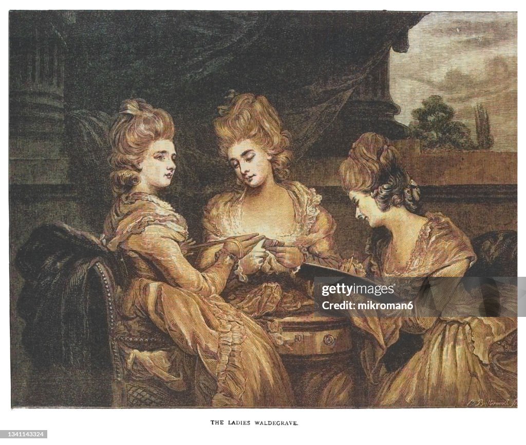 Old engraved illustration of The Ladies Waldegrave by Joshua Reynolds
