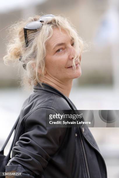Corinne Masiero attends the photocall for "Boomerang" during day five of Fiction Festival on September 18, 2021 in La Rochelle, France.