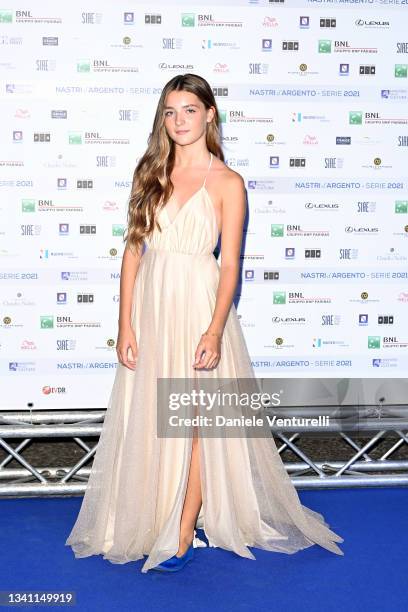 Elisa del Genio attends the Nastri d'Argento Grandi Serie Internazionali photocall on September 18, 2021 in Naples, Italy.