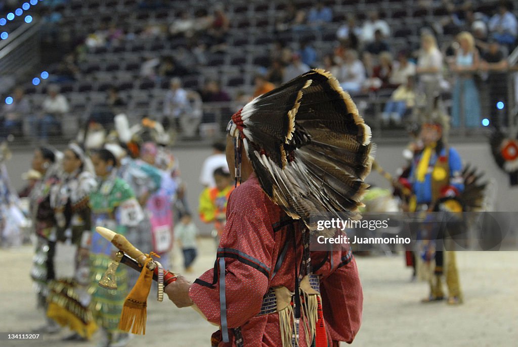 American indian chief from behind