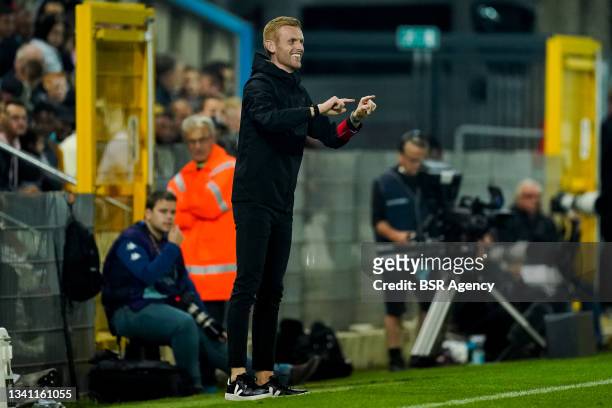 Coach Edward Still of Sporting Charleroi during the Jupiler Pro League match between Sporting Charleroi and Club Brugge at Stade du Pays de Charleroi...
