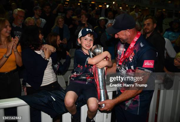 Darren Stevens of Kent Spitfires celebrates with their family following the Final of the Vitality T20 Blast match between Somerset and Kent at...