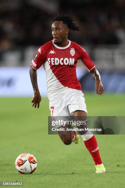 Gelson Martins of AS Monaco during the UEFA Europa League group B match between AS Monaco and Sturm Graz at Stade Louis II on September 16, 2021 in...