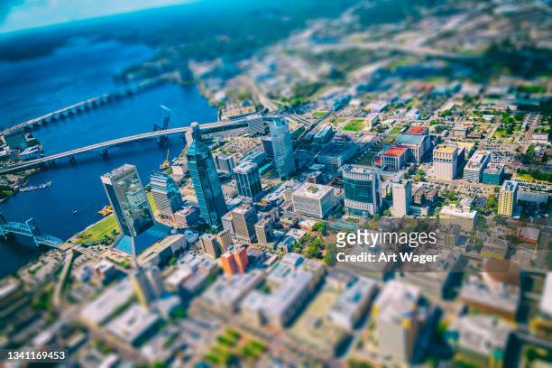 jacksonville florida aerial abstract - tilt shift stock pictures, royalty-free photos & images