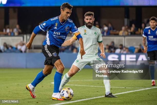 Chris Wondolowski of the San Jose Earthquakes dribbles the ball during a game between Colorado Rapids and San Jose Earthquakes at PayPal Park on...