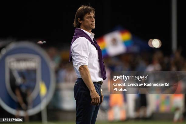 Matias Almeyda Head Coach of the San Jose Earthquakes watches his players during a game between Colorado Rapids and San Jose Earthquakes at PayPal...