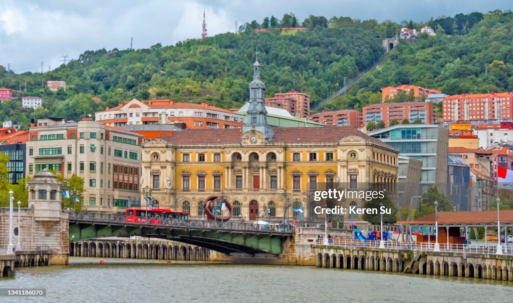 City Hall on the river bank of Nervion River