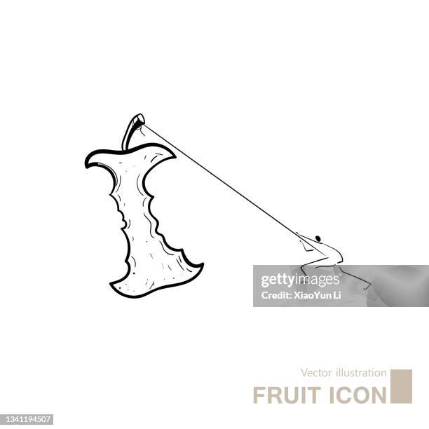 vector drawing of part apple. - core icon stock illustrations