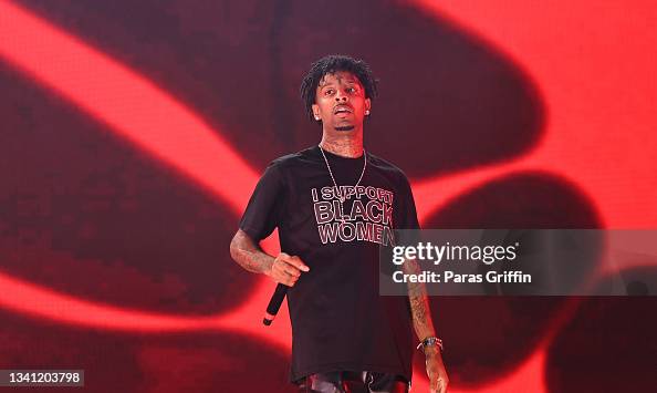 21 Raver Rapper 21 Savage performs onstage during day 1 of 2021 Music Midtown ...