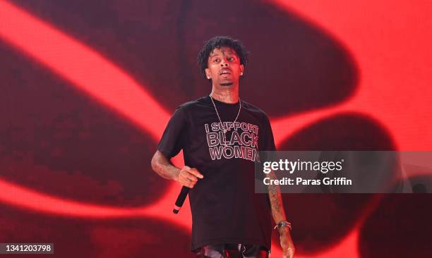 Rapper 21 Savage performs onstage during day 1 of 2021 Music Midtown at Piedmont Park on September 18, 2021 in Atlanta, Georgia.