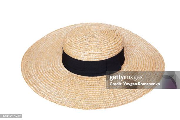 straw hat isolated on white background - brown hat stockfoto's en -beelden