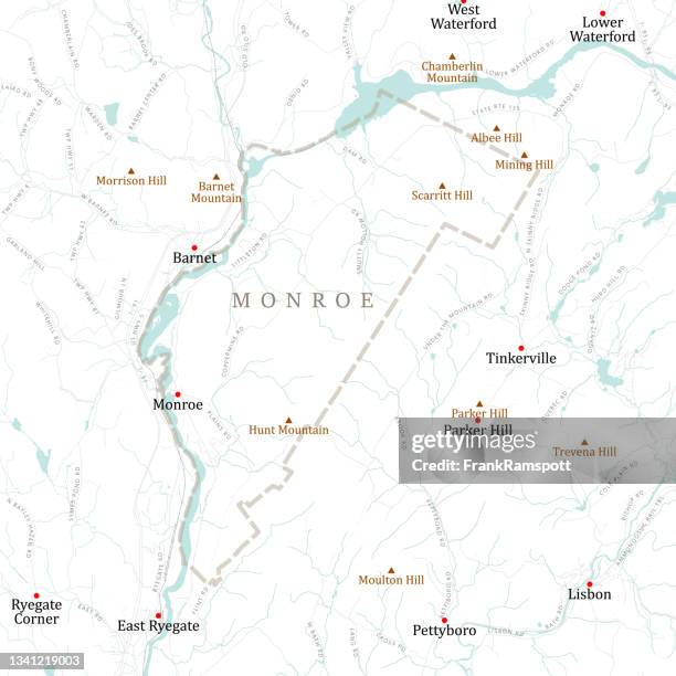 nh grafton monroe vector road map - connecticut river stock illustrations