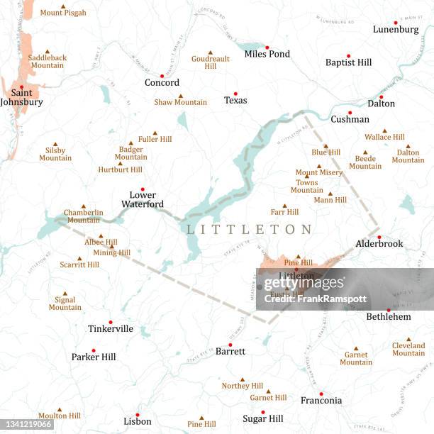 nh grafton littleton vector straßenkarte - franconia stock-grafiken, -clipart, -cartoons und -symbole