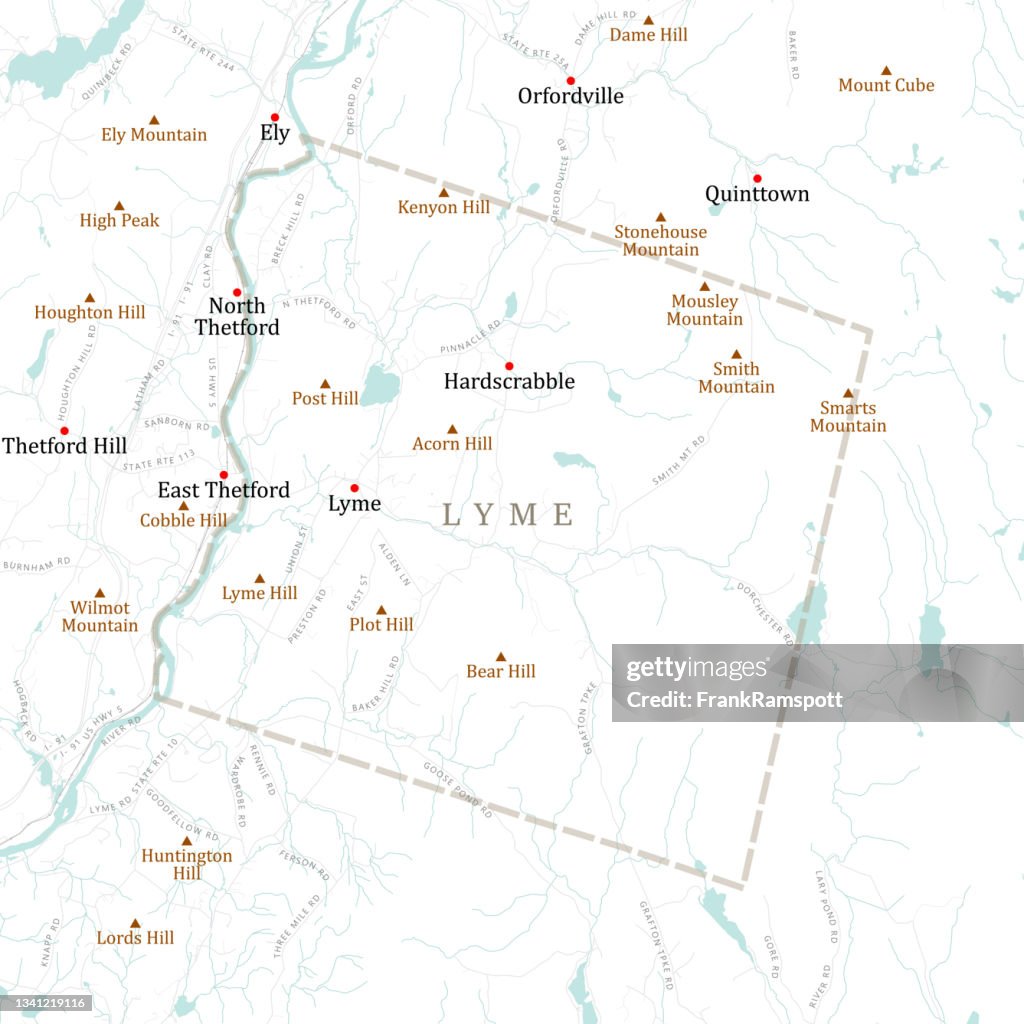 NH Grafton Lyme Vector Road Map