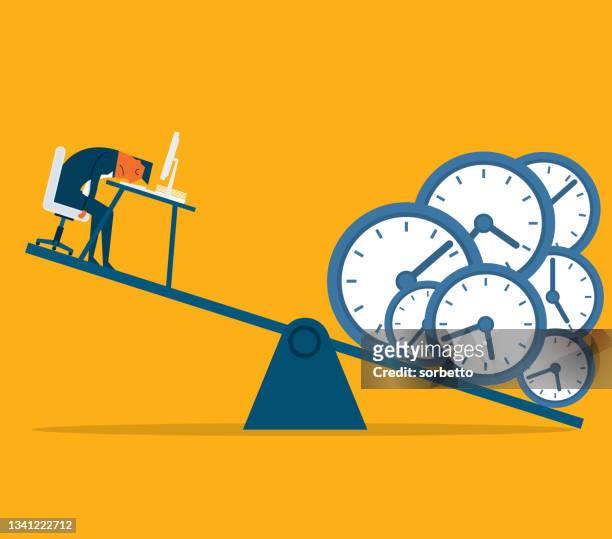 businessman - time pressure - overworked stock illustrations