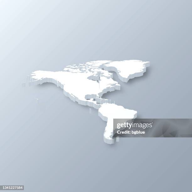 america 3d map on gray background - latin america map stock illustrations